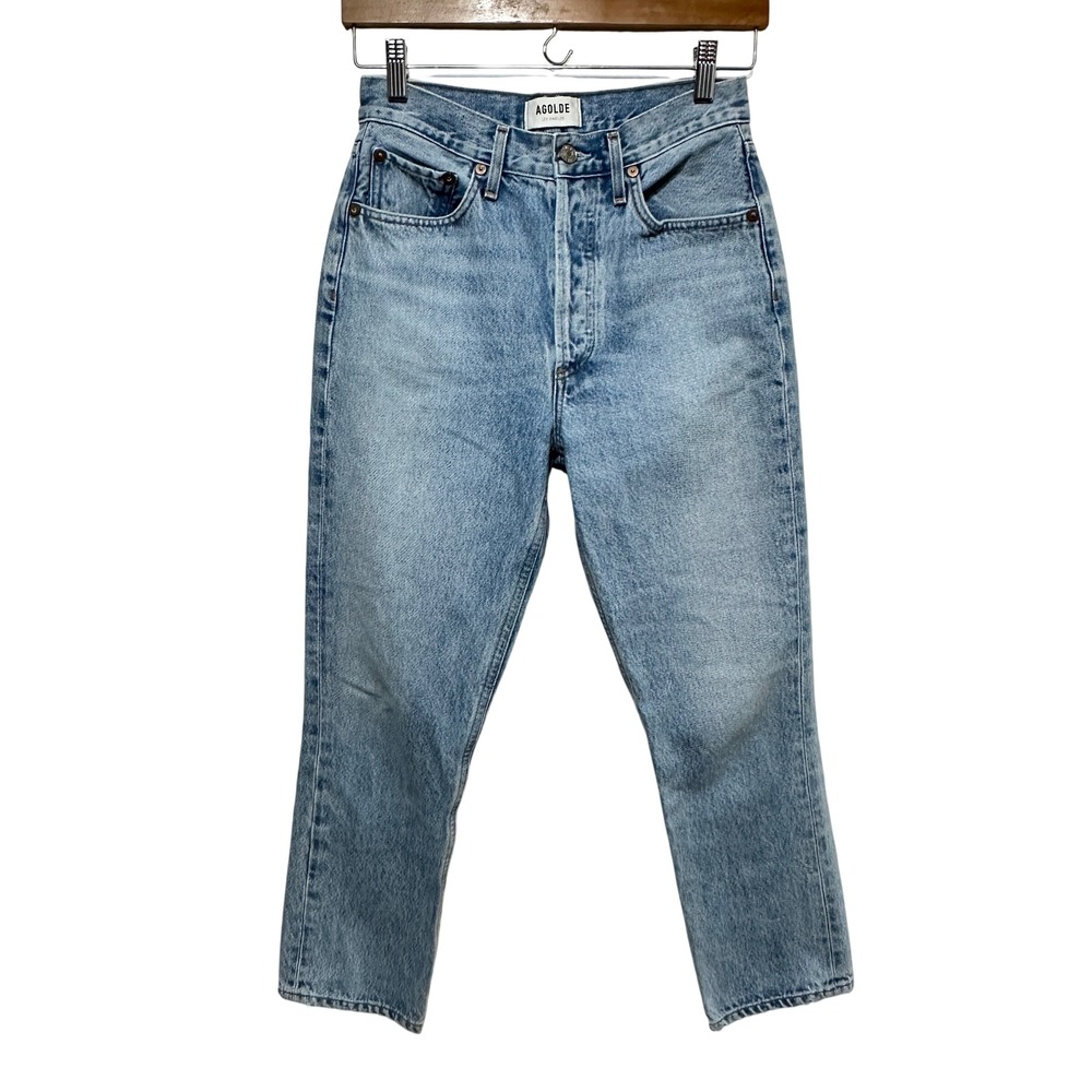 AGOLDE Riley High Rise Jeans Womens 26 Straight Leg Crop Button Fly Denim Casual